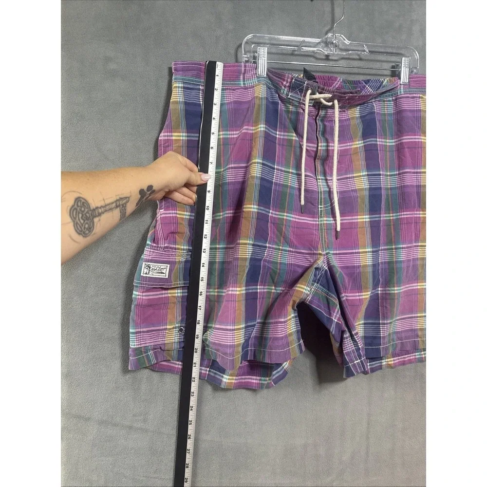 Polo Ralph Lauren Plaid Swim Trunks 3XB Plus Size Preppy Vintage Beach Pool